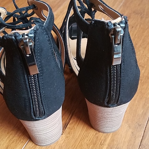 Mollie Women Open Toe Canvas Black Wedge Sandal  - Picture 2 of 8